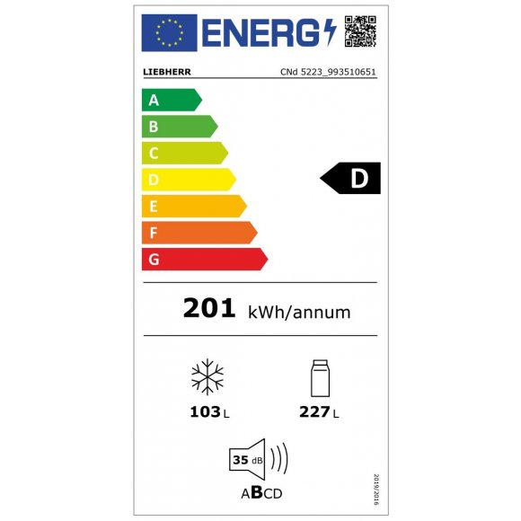 Liebherr - Liebherr CND5223-20 køl/frys 185,5 x 59,7 D, hvid