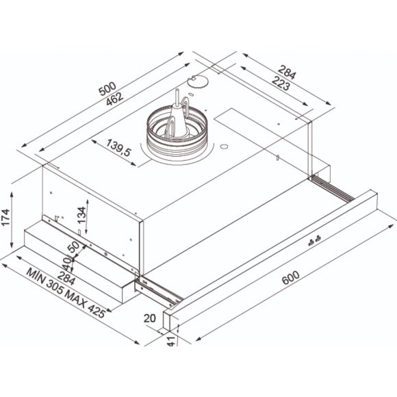 Silverline - Silverline SL1151CV RF Udtræk Zeus 60 cm Stål