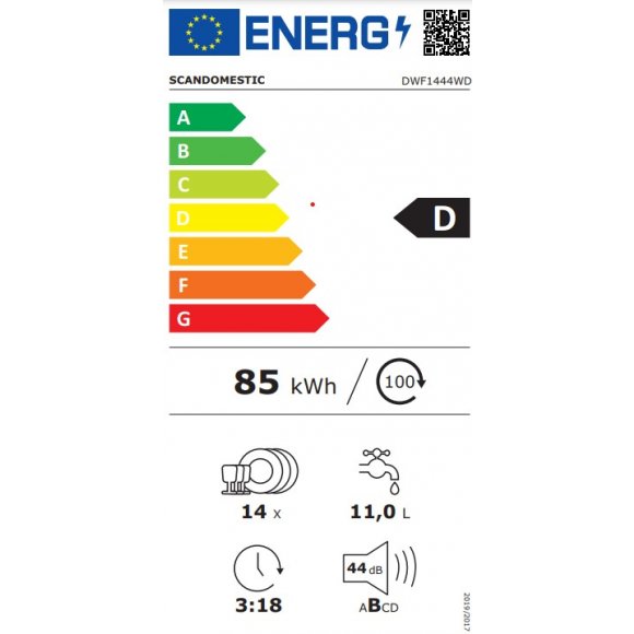 Scandomestic DWF1444WD Opvaskemaskine, energiklasse D | Lindved El 