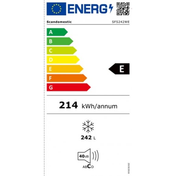 Scandomestic SFS242WE Fryseskab, energimærke | Lindved El 