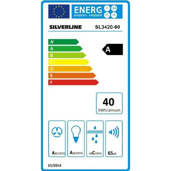 Silverline SL 3420-60 HV Optima 60 cm, hvid | Lindved El, energimærkningen