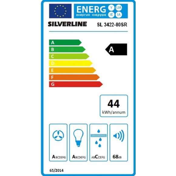 Silverline emhætte vægmodel SL 3422-80 cm, sort med kantsug.