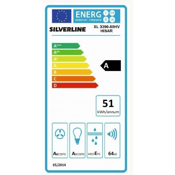 Silverline emhætte SL 3390-80 HV Hisar, energilabel | Lindved El 