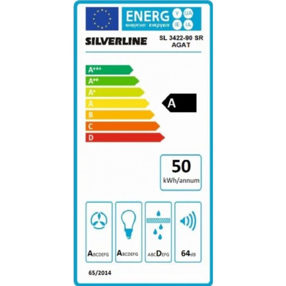 Silverline SL 3422-90 HV emhætte Agat, energilabel | Lindved El 