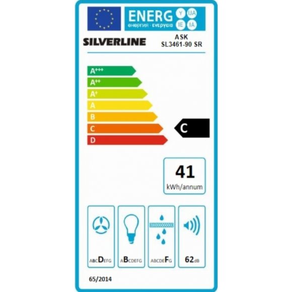 Silverline SL 3461-90 SR emhætte Ask, energi | Lindved El 