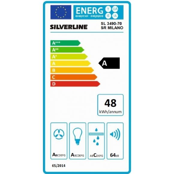 Silverline SL 3490-70 SR emhætte Milano, energi | Lindved El 