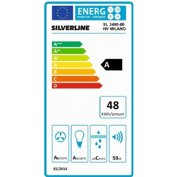 Silverline SL 3490-80 HV emhætte Milano, energi | Lindved El 