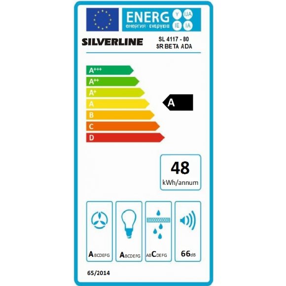 Silverline SL 4117-80 SR emhætte Beta Ada, energilabel | Lindved El 