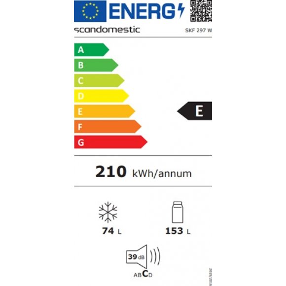 Scandomestic SKF 297 W kølefryseskab, energilabel | Lindved El 