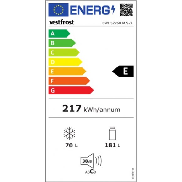 Vestfrost EWI 52760 M S-3 Integrerbart kølefryseskab | Lindved El 