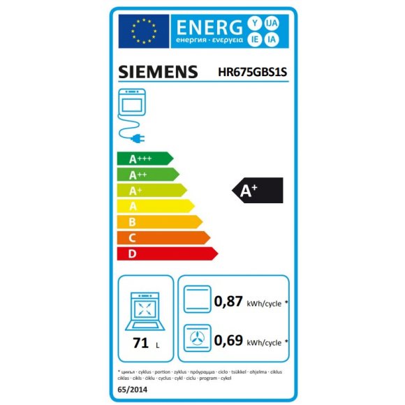 Siemens HR675GBS1S iQ700 Indbygningsovn, energilabel | Lindved El 