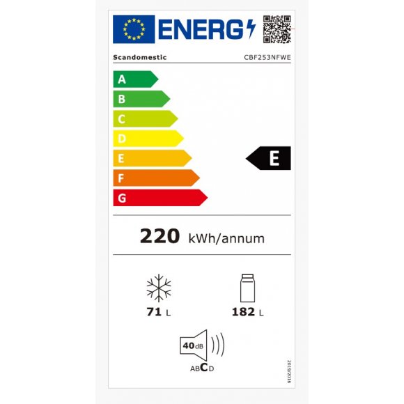 Scandomestic CBF253NFWE Kølefryseskab, energilabel | Lindved El 