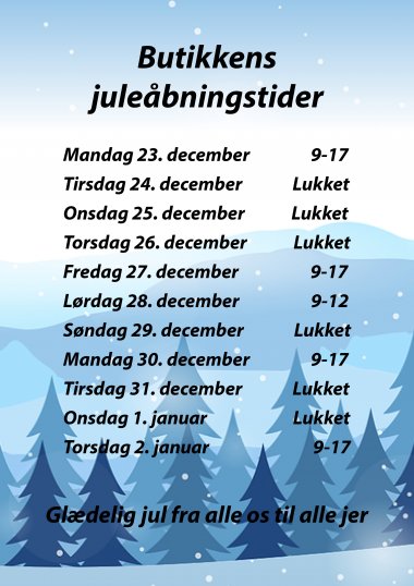 Åbningstider jul 2024