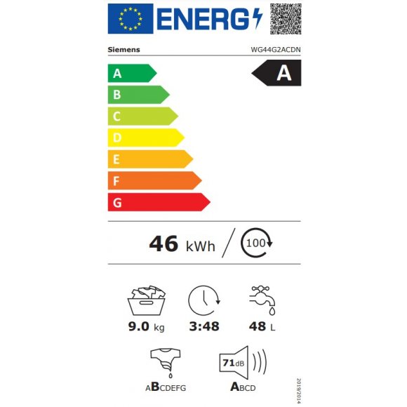 Bosch WG44G2ACDN iQ500 Vaskemaskine_energilabel  | Lindved El 