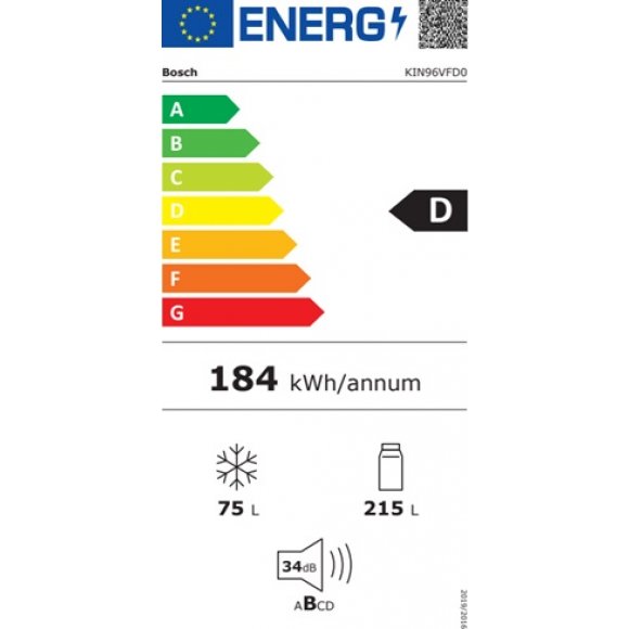 Bosch KIN96VFD0 Integrerbart kølefryseskab, 193,5 cm, energilabel | Lindved El 