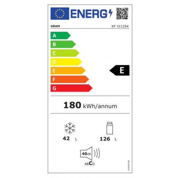 Gram KF 311254 Kølefryseskab, energiklasse | Lindved El 