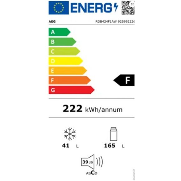 AEG RDB424F1AW Kølefryseskab, energilabel | Lindved El 