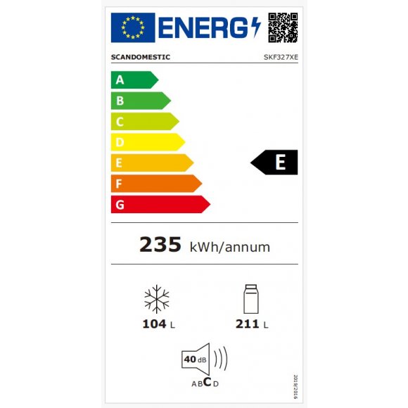 Scandomestic SKF327XE Kølefryseskab, energiklasse | Lindved El 