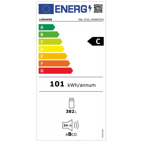 Liebherr RBc 5220 Køleskab, energimærkning | Lindved El 