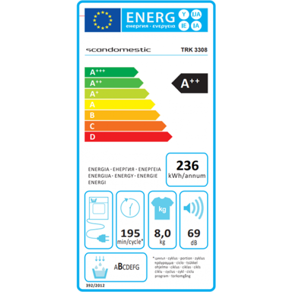 SCANDOMESTIC - Scandomestic TRK3308 tørretumbler 8kg